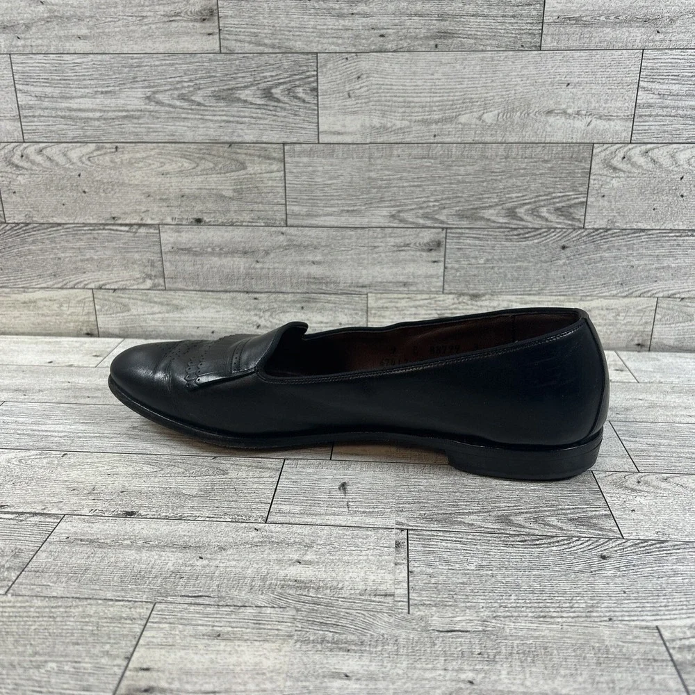 Allen Edmonds Chadwick Women Black Leather Pleated Skirt Loafer Flats Shoe SZ 9B